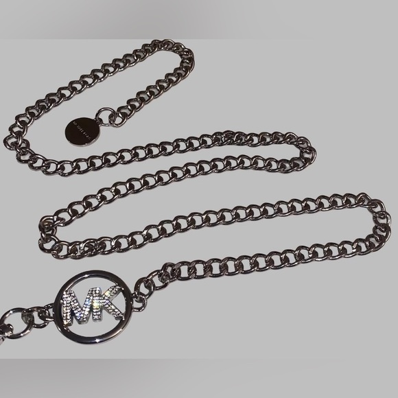Michael Kors Belt Silver Tone Metal Chain New Size S/M - Picture 1 of 16